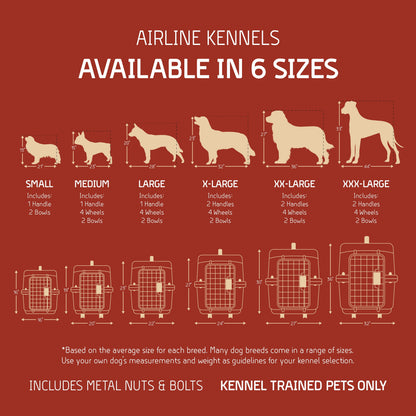 Airline Approved Plastic Dog Kennel with Wheels, Large